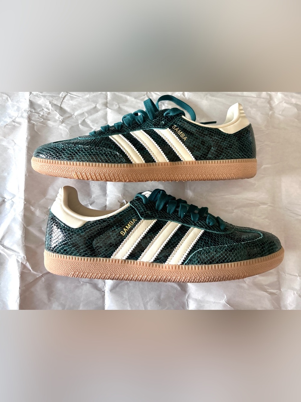 adidas Samba OG Snake Print Collegiate Green Cream JR8848 Womens Size 9.5 - Picture 5 of 8